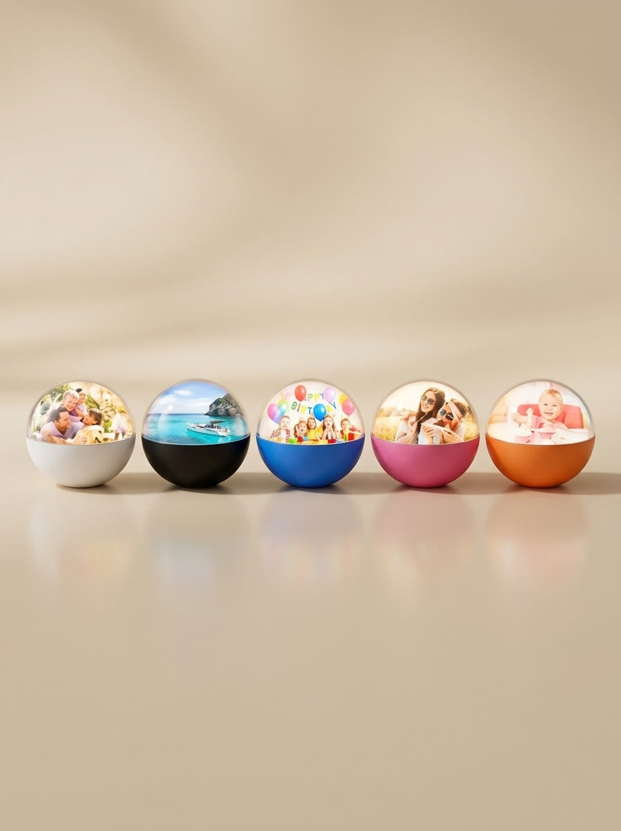 Memory Orb in white, black, blue, pink and orange